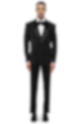 Black Worsted Wool Tuxedo Set by SDS by KUSHAL SHAH at Pernia's Pop Up Shop