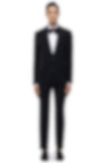 Black Worsted Wool Tuxedo Set by SDS by KUSHAL SHAH at Pernia's Pop Up Shop