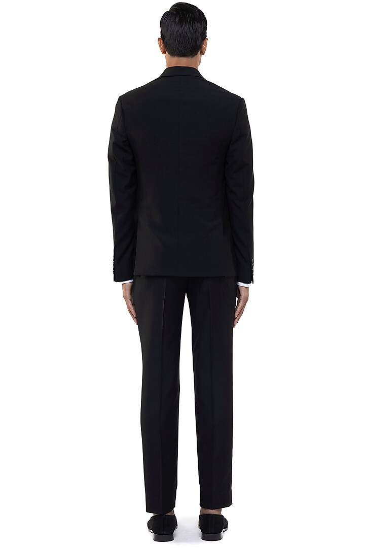 Black Worsted Wool Tuxedo Set by SDS by KUSHAL SHAH at Pernia's Pop Up Shop