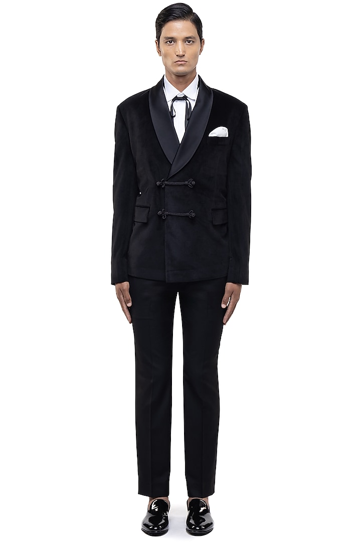Black Velvet Tuxedo Set by SDS by KUSHAL SHAH at Pernia's Pop Up Shop