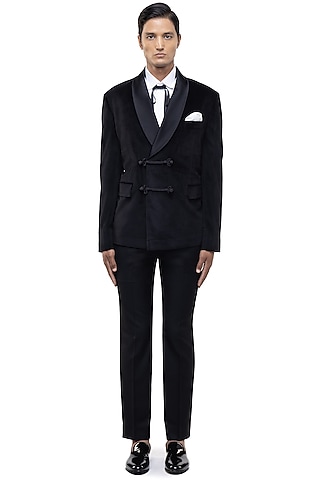 Black Velvet Tuxedo Set by SDS by KUSHAL SHAH