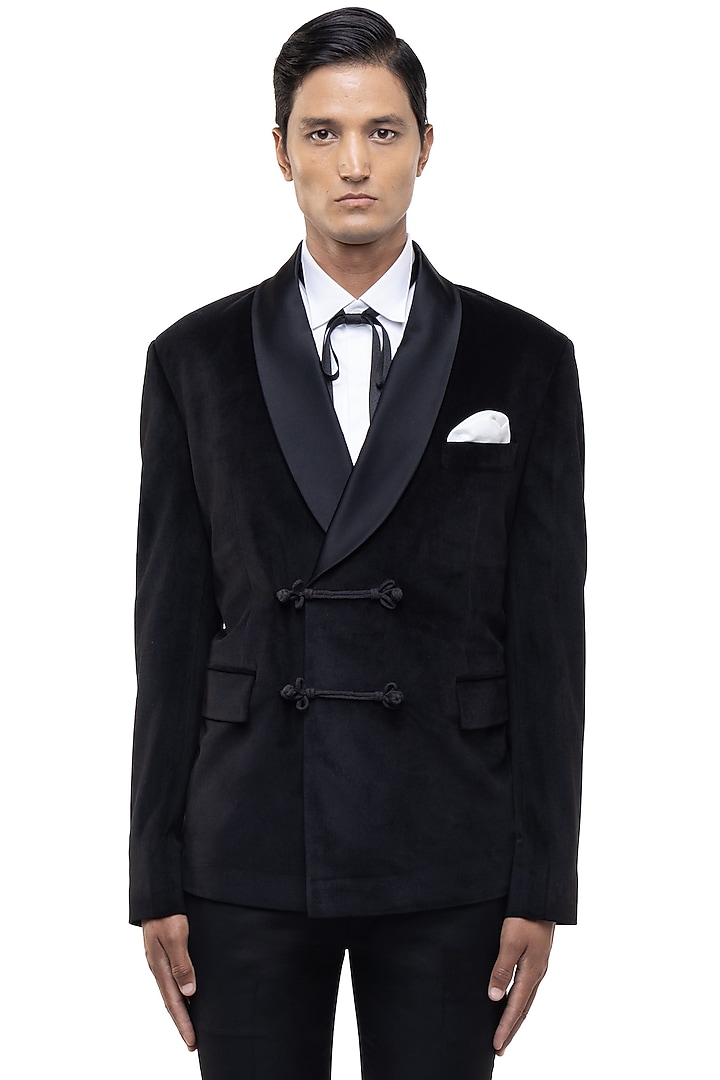 Black Velvet Tuxedo Set by SDS by KUSHAL SHAH at Pernia's Pop Up Shop