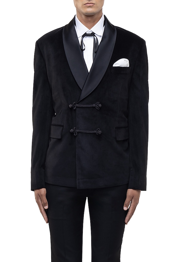 Black Velvet Tuxedo Set by SDS by KUSHAL SHAH at Pernia's Pop Up Shop