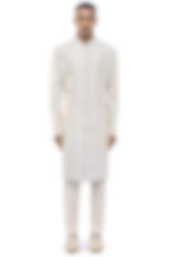 Cream Silk Embroidered Groom Sherwani Set by SDS by KUSHAL SHAH at Pernia's Pop Up Shop