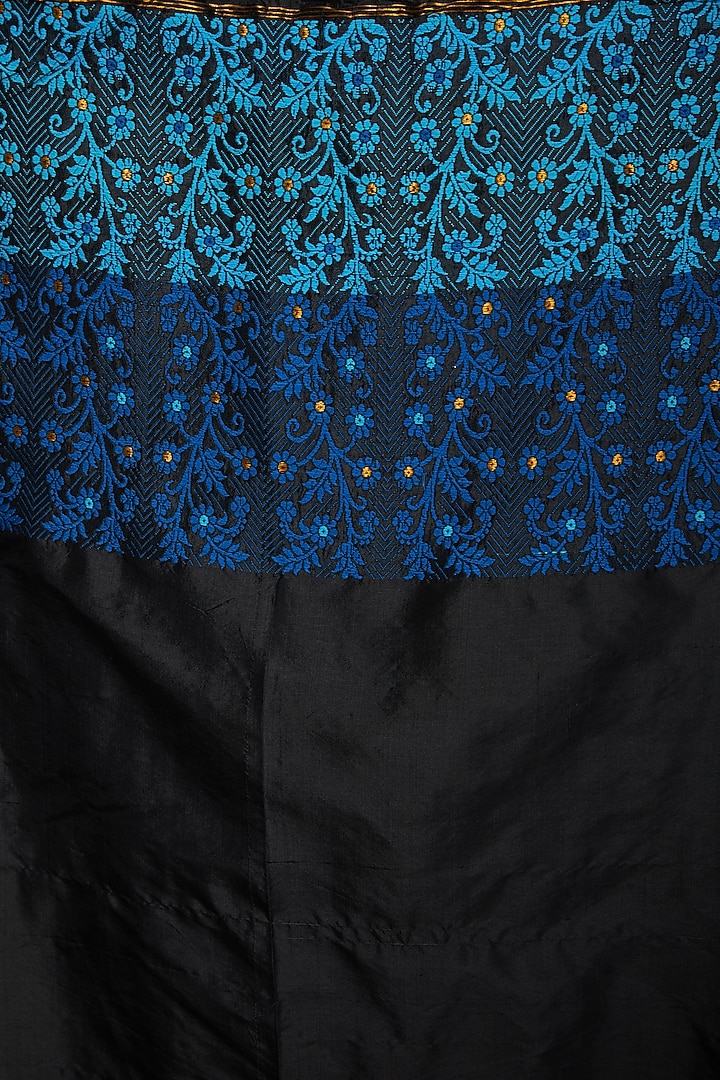 Black & Blue Handloom Wedding Saree Set by Sanjukta Dutta at Pernia's Pop Up Shop
