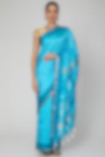 Sky Blue Handloom Saree Set by Sanjukta Dutta at Pernia's Pop Up Shop