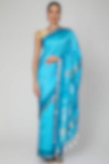 Sky Blue Handloom Saree Set by Sanjukta Dutta