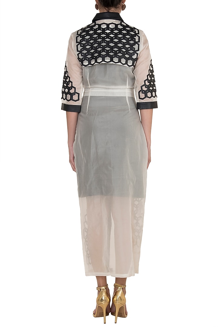 White Hexagon Maxi Trench Vacation Dress With Inner by Devina Juneja at Pernia's Pop Up Shop
