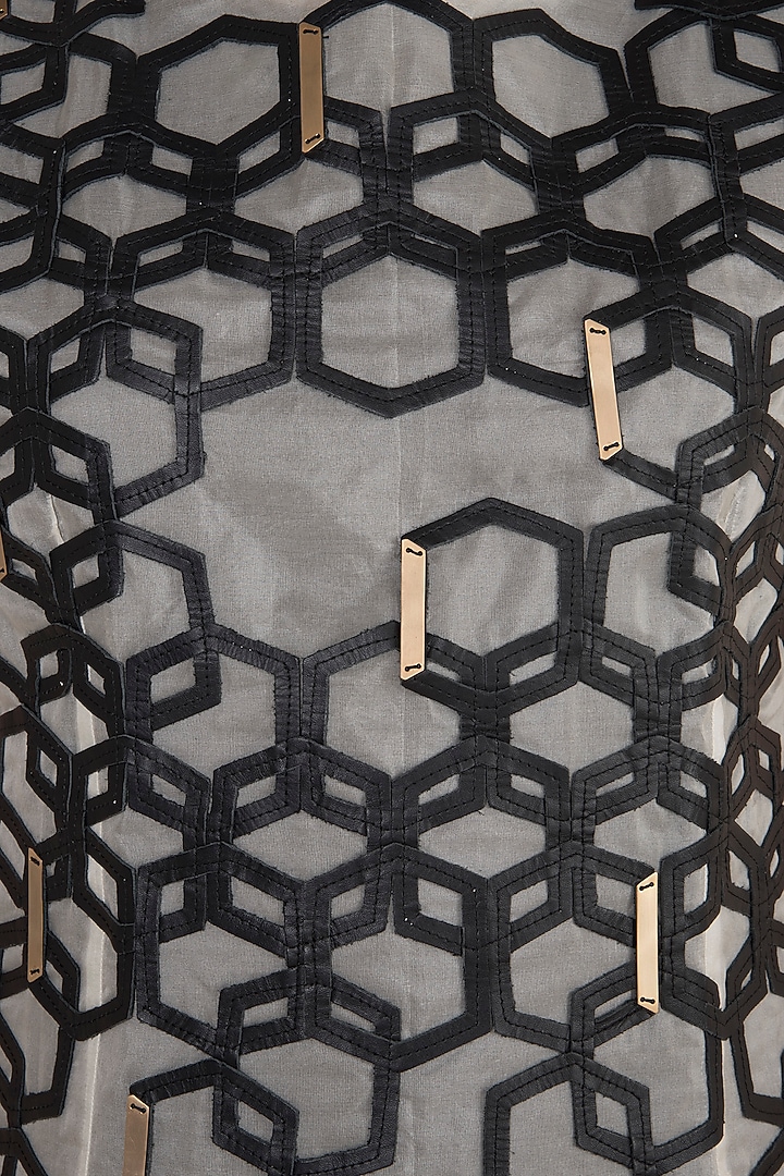 Black & White Hexagon High Neck Vacation Dress With Inner by Devina Juneja at Pernia's Pop Up Shop