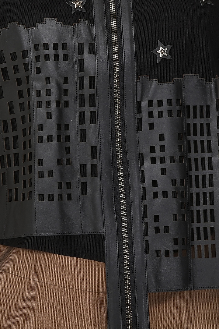 Black applique work bomber jacket available only at Pernia's Pop Up Shop.