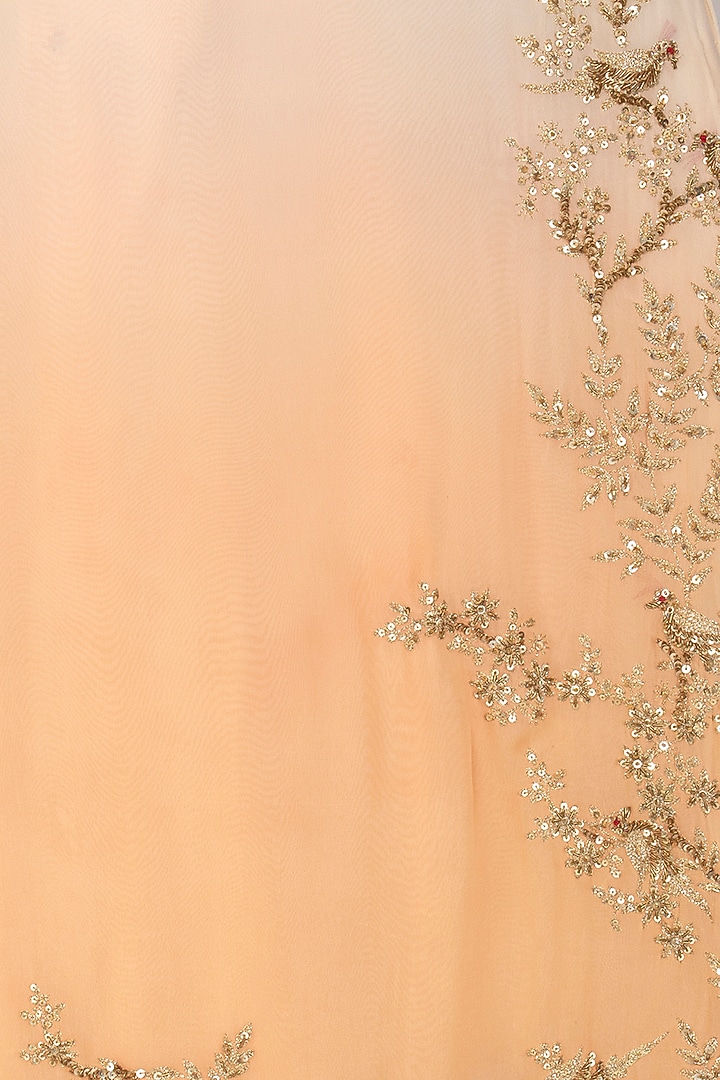 Off White To Peach Shaded Embroidered Sharara Set by Shalini Dokania at Pernia's Pop Up Shop