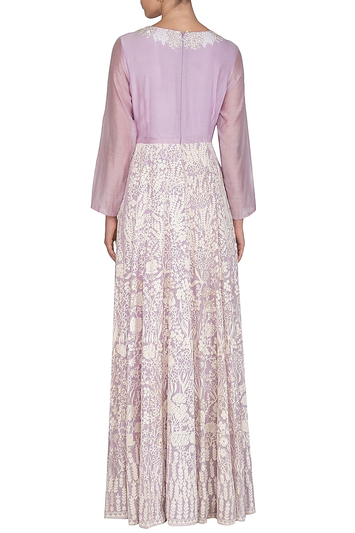 Lavender Embroidered Wedding Anarkali Set by Shalini Dokania at Pernia's Pop Up Shop