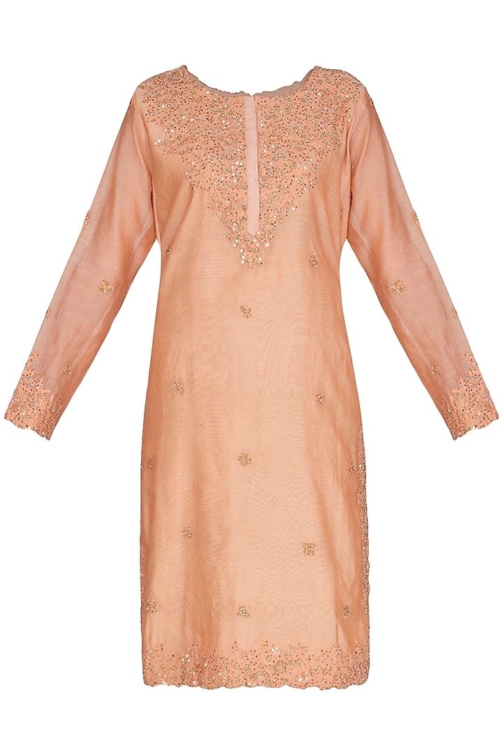 Old Rose Pink Embroidered Kurta With Dupatta by Shalini Dokania