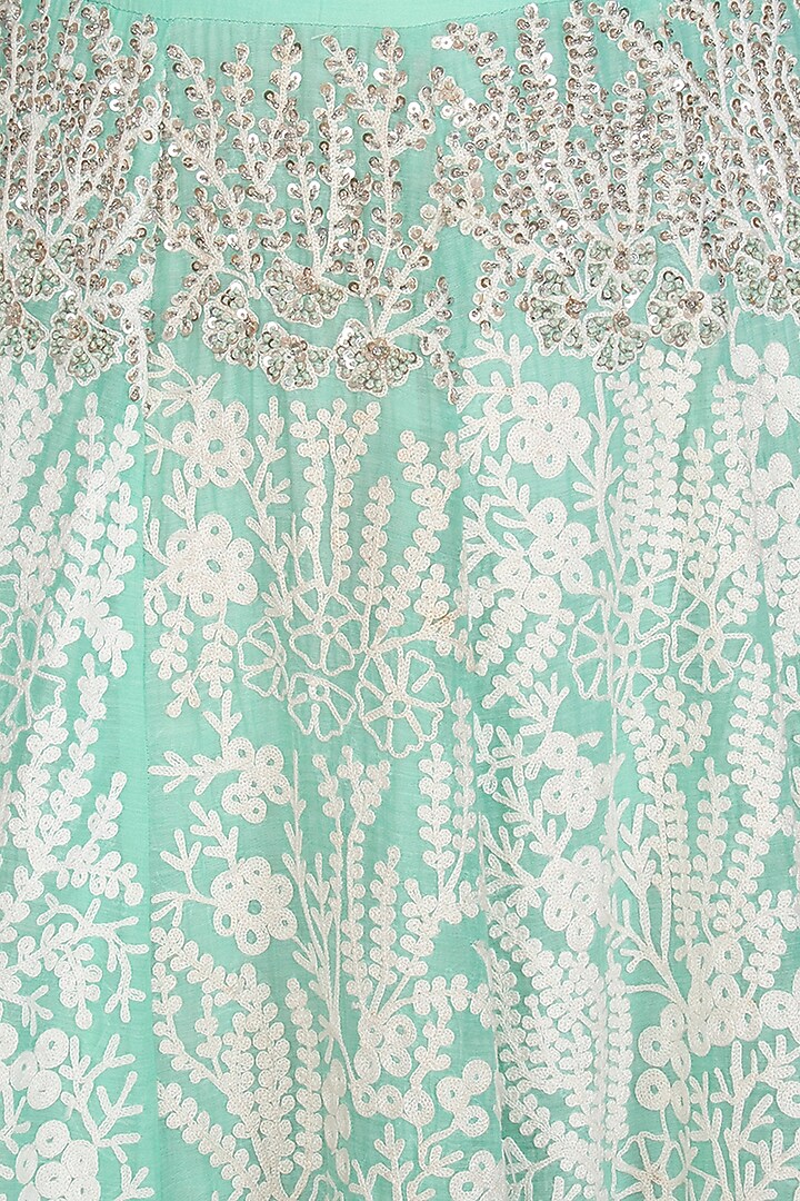 Mint Blue Embroidered Wedding Anarkali Set by Shalini Dokania at Pernia's Pop Up Shop