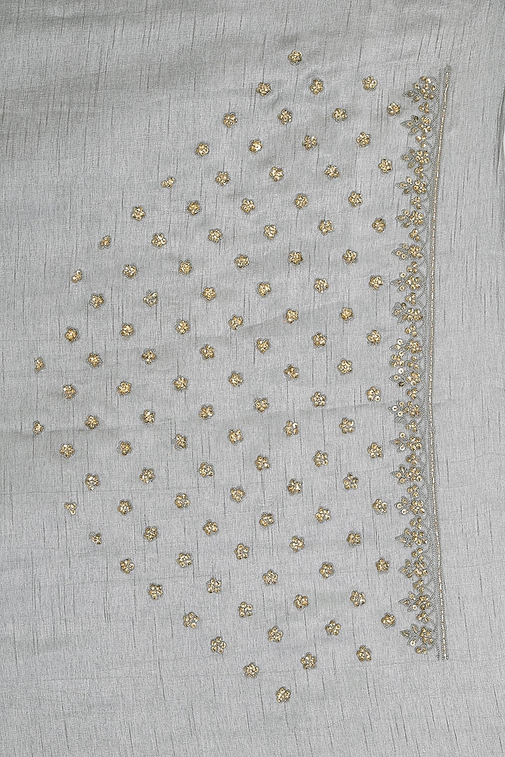 Grey Embroidered Net Wedding Saree Set by Shalini Dokania at Pernia's Pop Up Shop