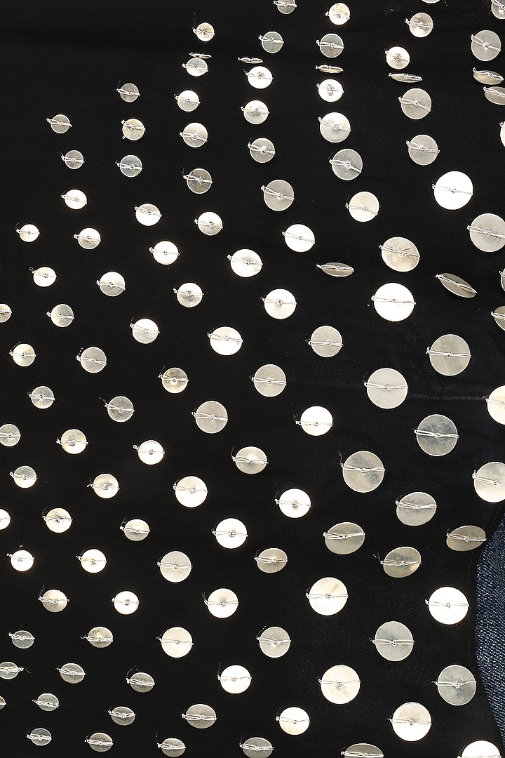 Black coin embellished asymmetrical cape available only at Pernia's Pop Up Shop.