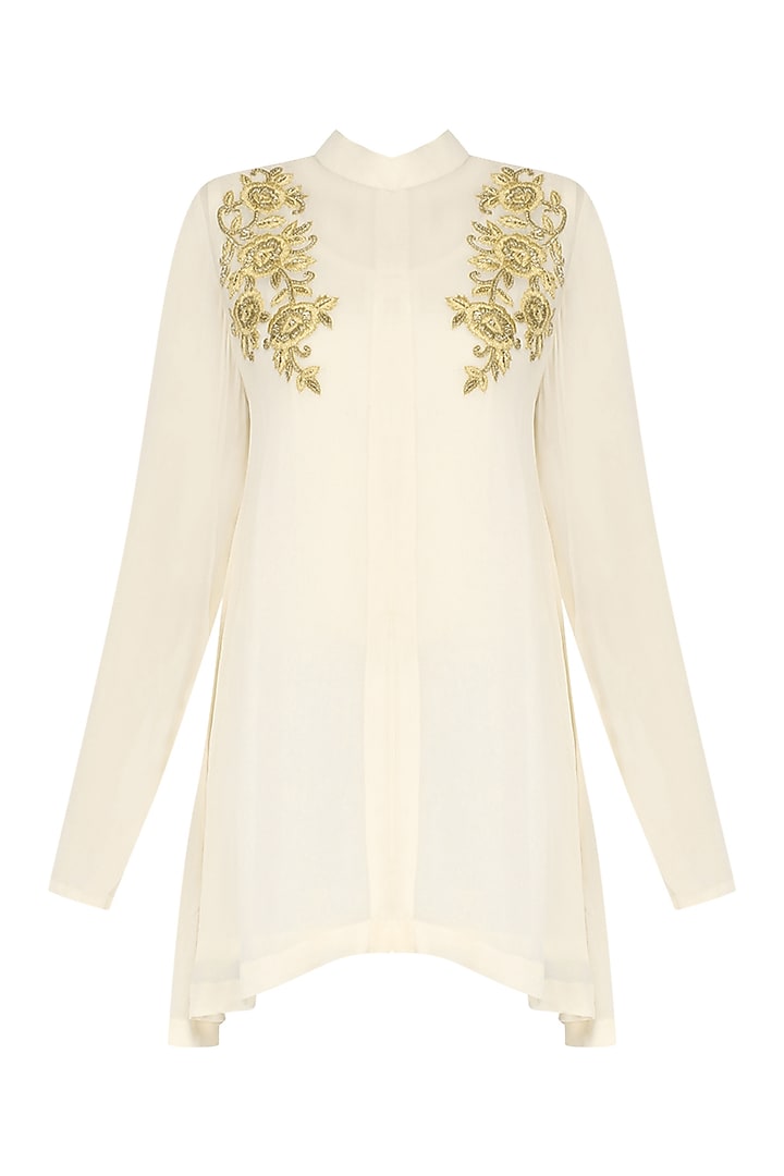 Cream Embroidered Tunic by Shirrin Design Co.