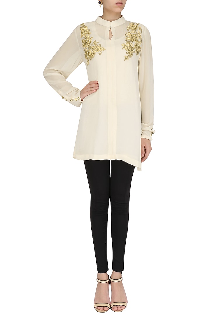 Cream embroidered tunic available only at Pernia's Pop Up Shop.