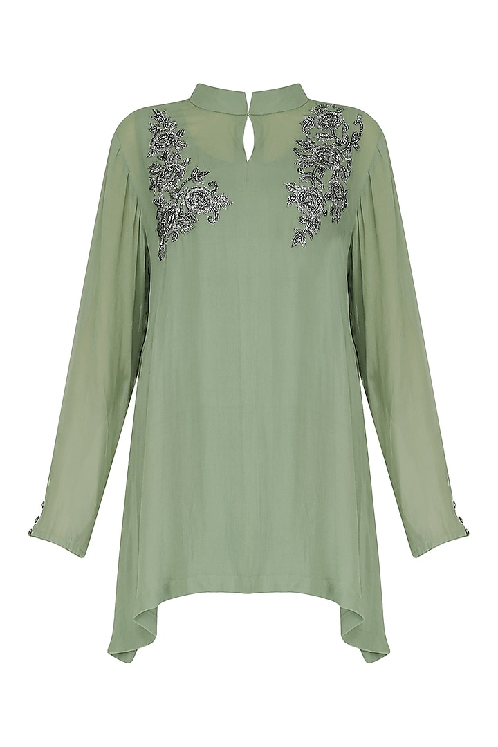 Sage Green Embroidered Tunic by Shirrin Design Co.