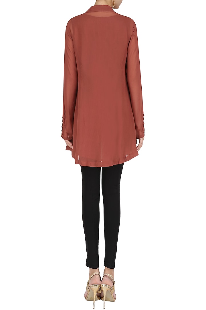 Sage brick red embroidered tunicavailable only at Pernia's Pop Up Shop.