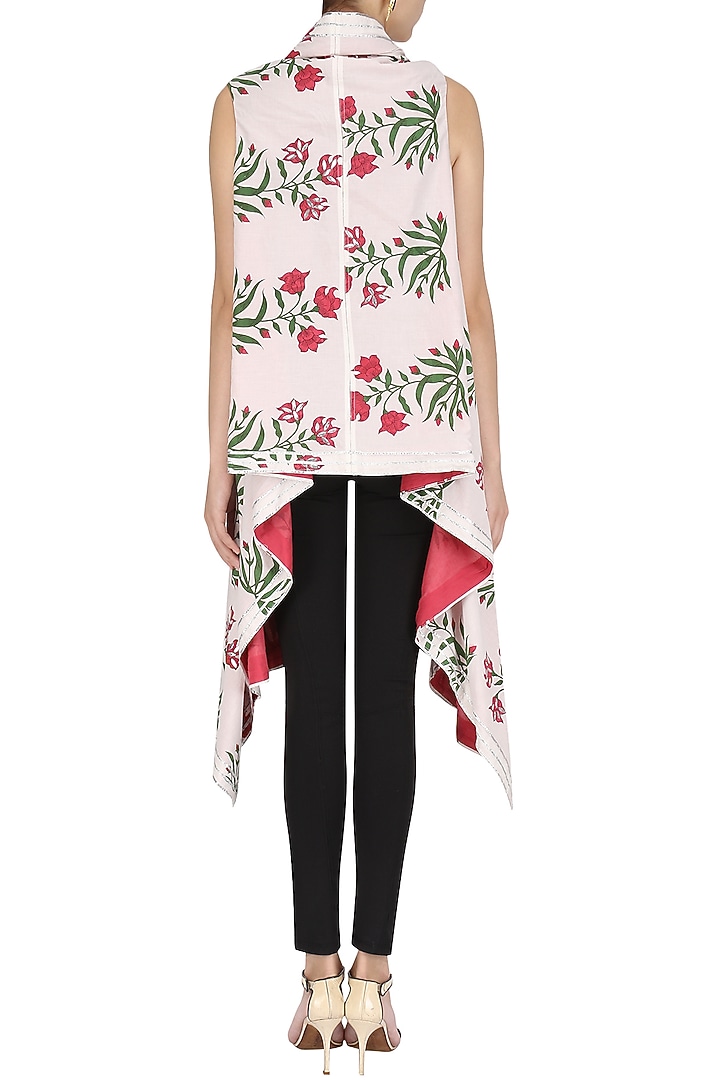 White and red printed asymmetrical shrug available only at Pernia's Pop Up Shop.