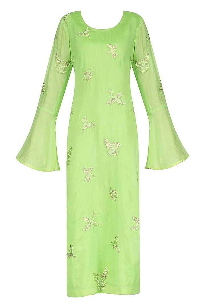 Mint spunsilk embroidered kurta and dupatta available only at Pernia's Pop Up Shop.