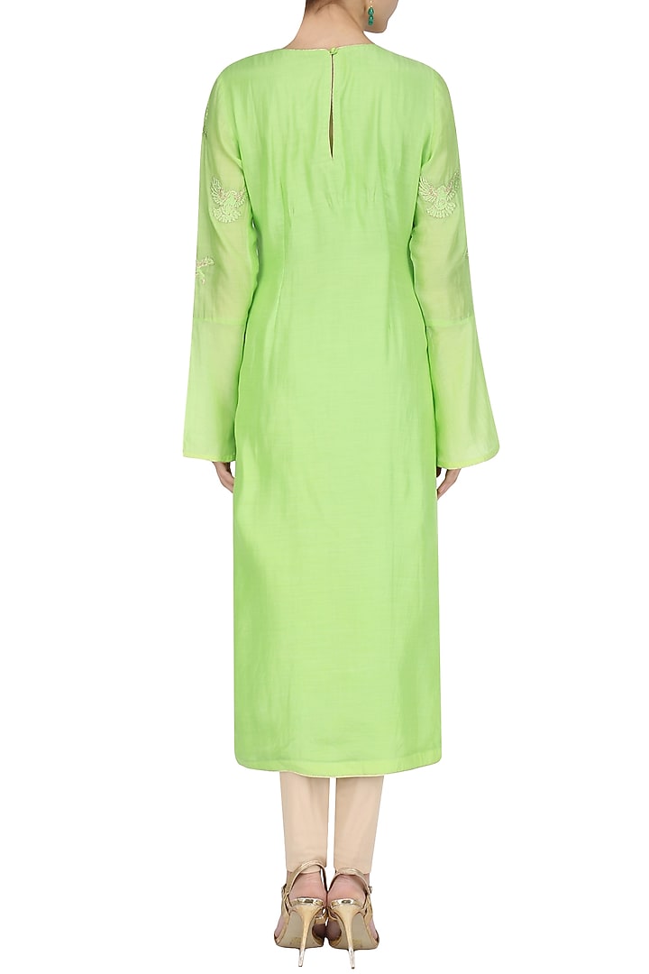 Mint spunsilk embroidered kurta and dupatta available only at Pernia's Pop Up Shop.