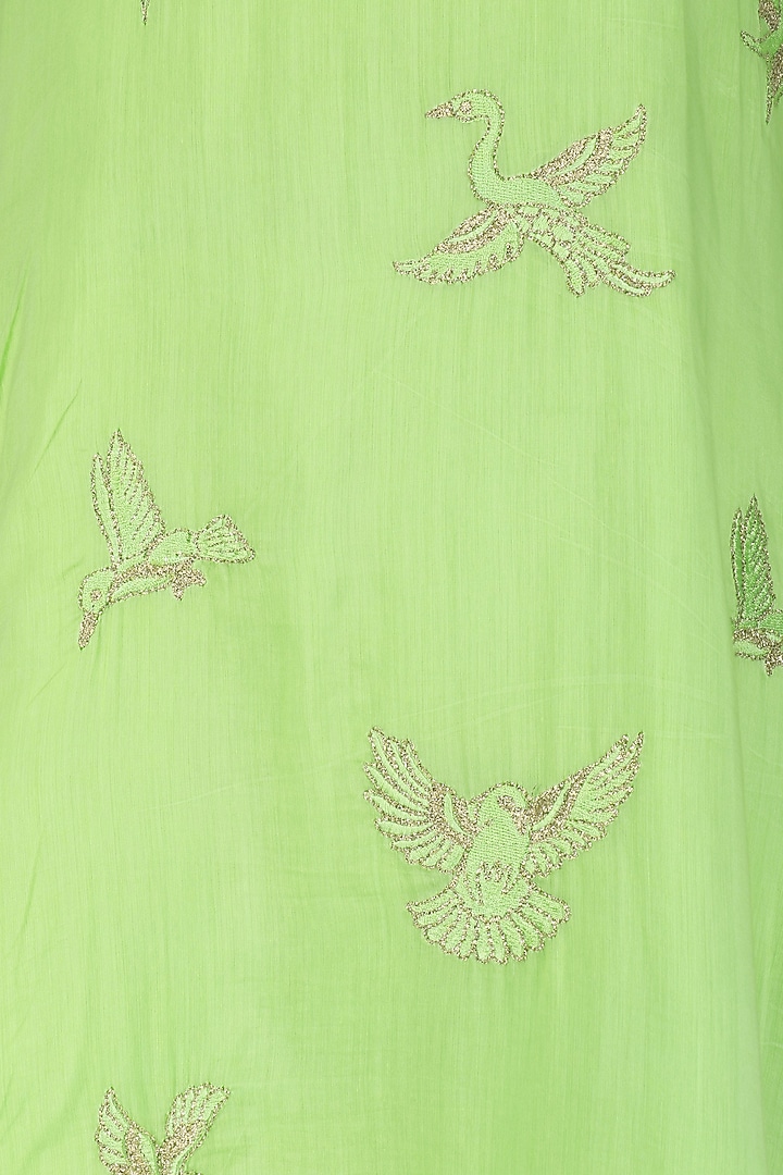 Mint spunsilk embroidered kurta and dupatta available only at Pernia's Pop Up Shop.