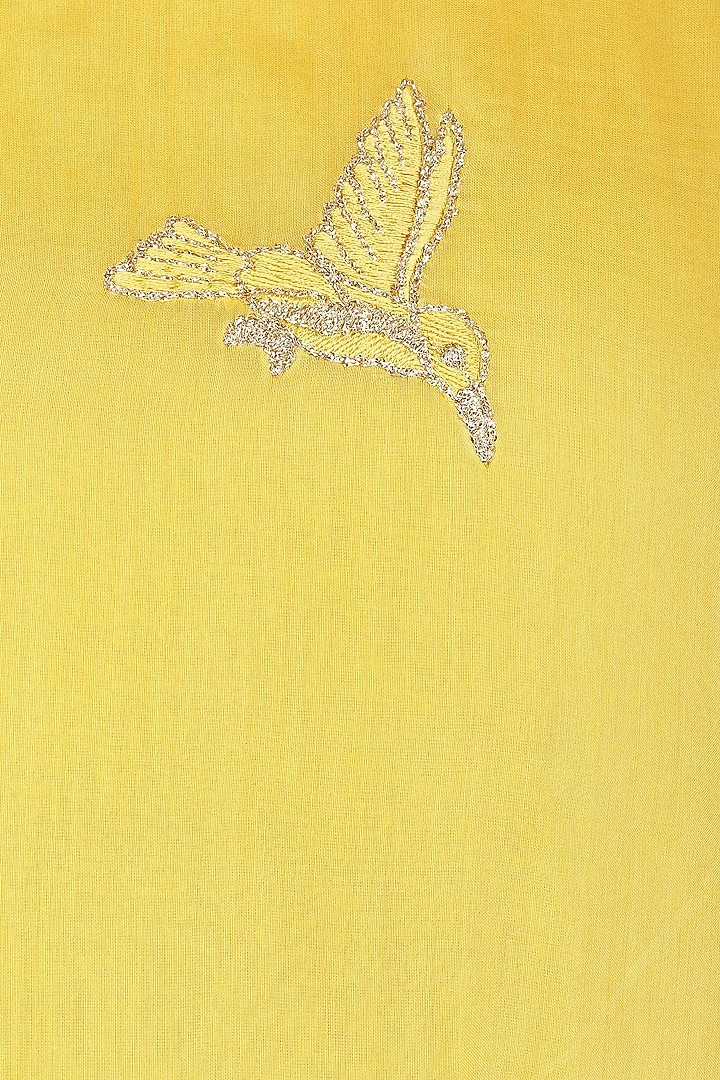 Yellow spunsilk embroidered kurta and dupatta available only at Pernia's Pop Up Shop.