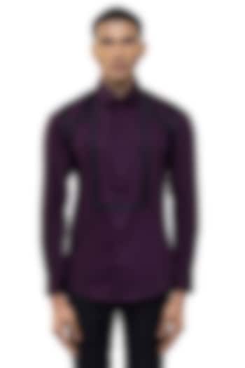 Wine Giza Cotton Party Wear Shirt by SDS by KUSHAL SHAH at Pernia's Pop Up Shop