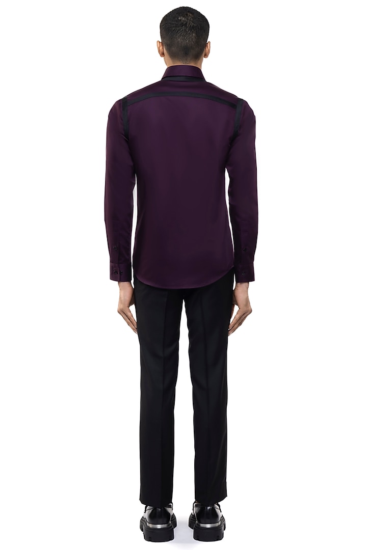 Wine Giza Cotton Party Wear Shirt by SDS by KUSHAL SHAH at Pernia's Pop Up Shop