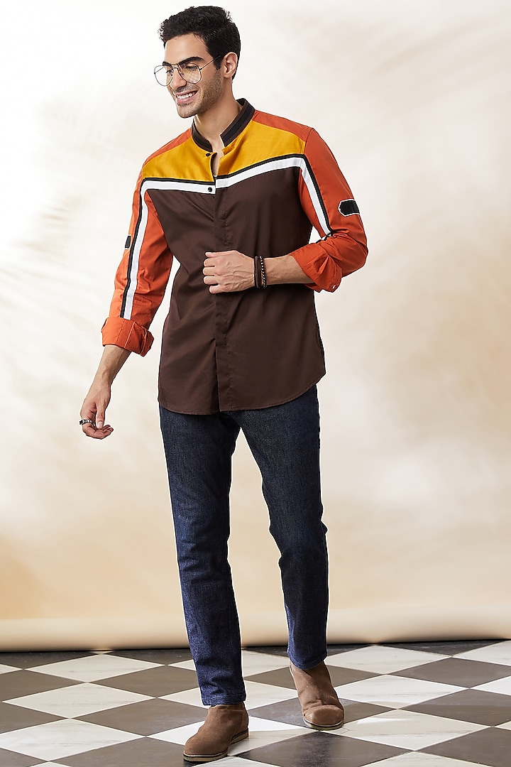 Multi-Colored Cotton Shirt by SEVENDC MEN