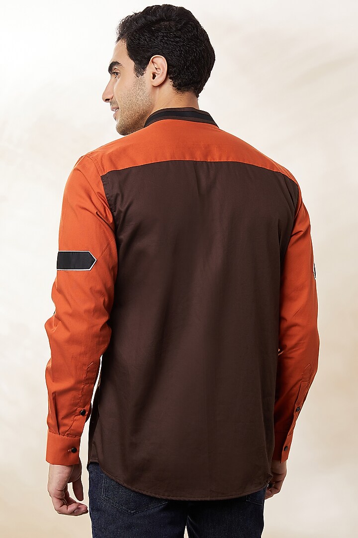 Multi-Colored Cotton Color-Blocked Party Wear Shirt by SEVENDC MEN at Pernia's Pop Up Shop