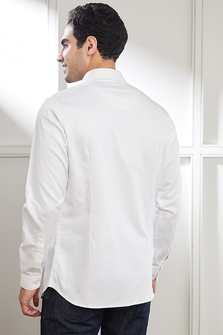 White Cotton Embroidered Party Wear Shirt by SEVENDC MEN at Pernia's Pop Up Shop