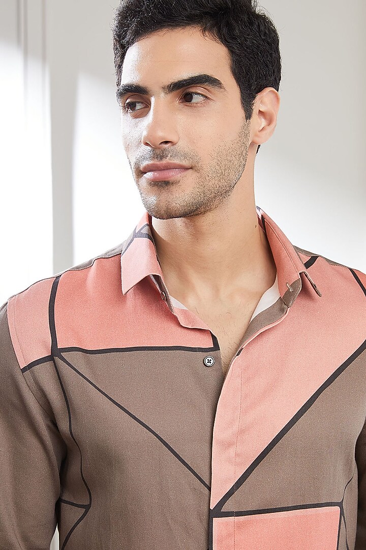Multi-Colored Cotton Abstract Printed Party Wear Shirt by SEVENDC MEN at Pernia's Pop Up Shop