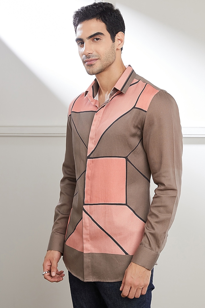 Multi-Colored Cotton Abstract Printed Party Wear Shirt by SEVENDC MEN at Pernia's Pop Up Shop