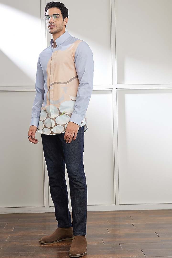 Multi-Colored Cotton Abstract Printed Party Wear Shirt by SEVENDC MEN at Pernia's Pop Up Shop