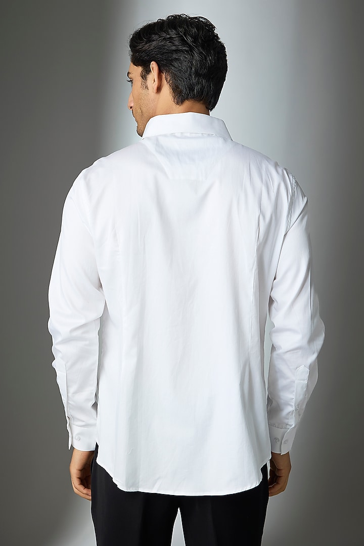 White Cotton Party Wear Shirt by SEVENDC MEN at Pernia's Pop Up Shop