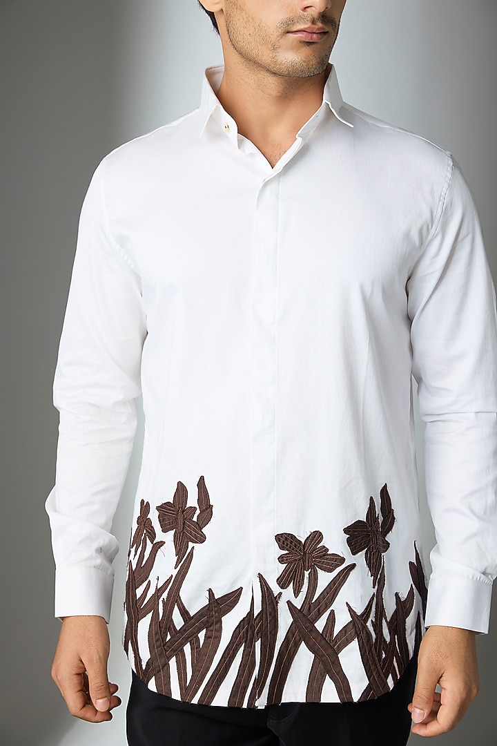 White Cotton Party Wear Shirt by SEVENDC MEN at Pernia's Pop Up Shop