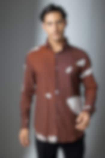 Brown Cotton Party Wear Shirt by SEVENDC MEN at Pernia's Pop Up Shop
