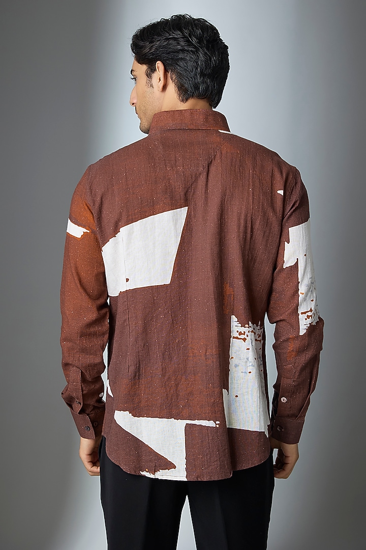 Brown Cotton Party Wear Shirt by SEVENDC MEN at Pernia's Pop Up Shop