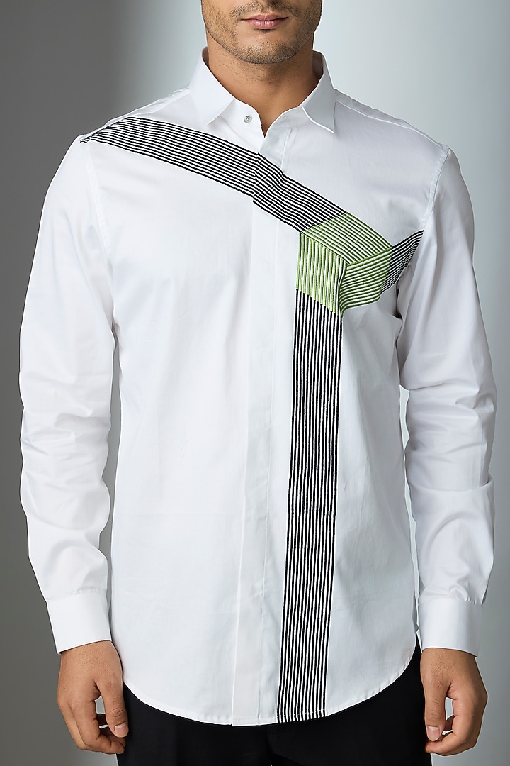 White Cotton Party Wear Shirt by SEVENDC MEN at Pernia's Pop Up Shop