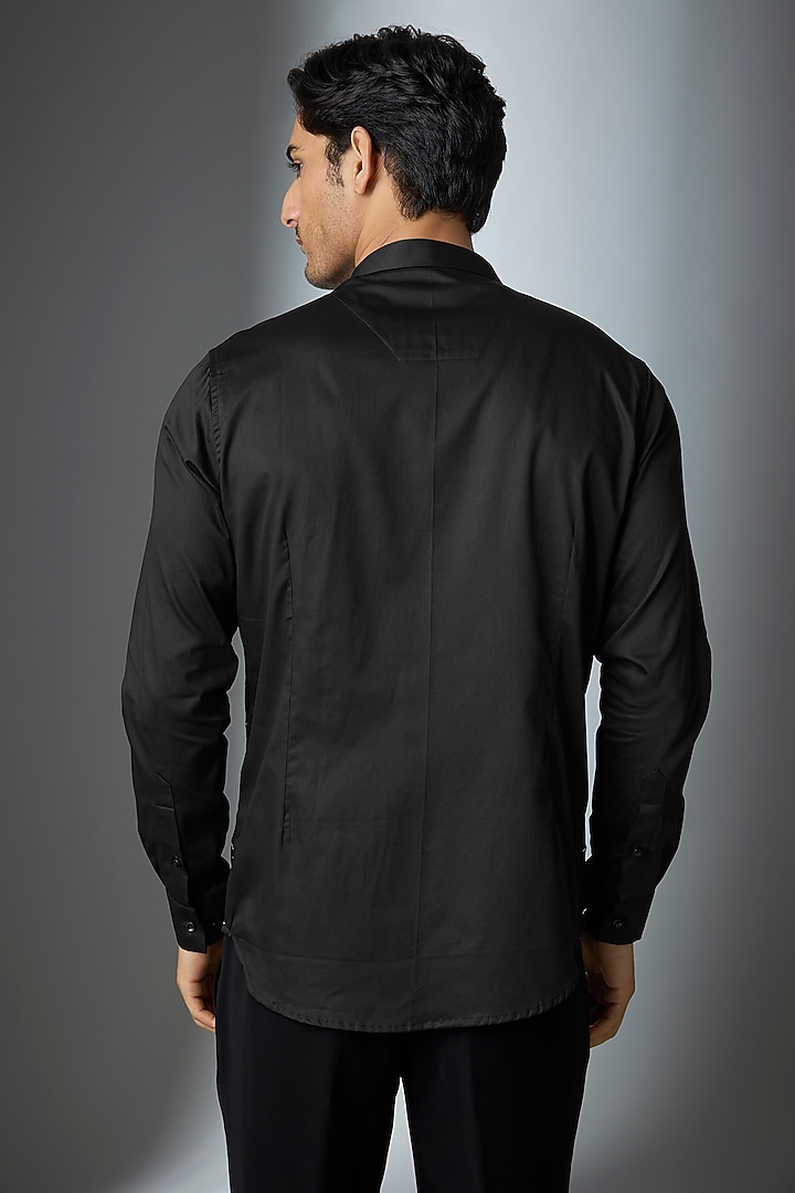 Black Cotton Party Wear Shirt by SEVENDC MEN at Pernia's Pop Up Shop