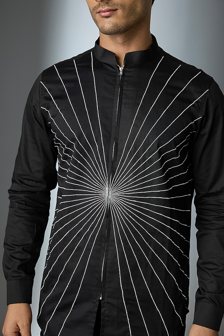 Black Cotton Party Wear Shirt by SEVENDC MEN at Pernia's Pop Up Shop