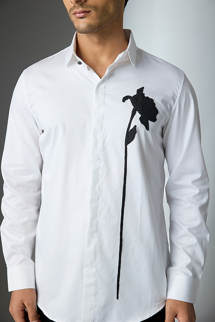 White Cotton Party Wear Shirt by SEVENDC MEN at Pernia's Pop Up Shop