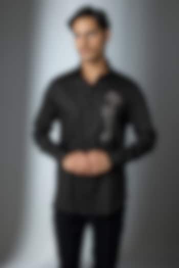Black Cotton Party Wear Shirt by SEVENDC MEN at Pernia's Pop Up Shop