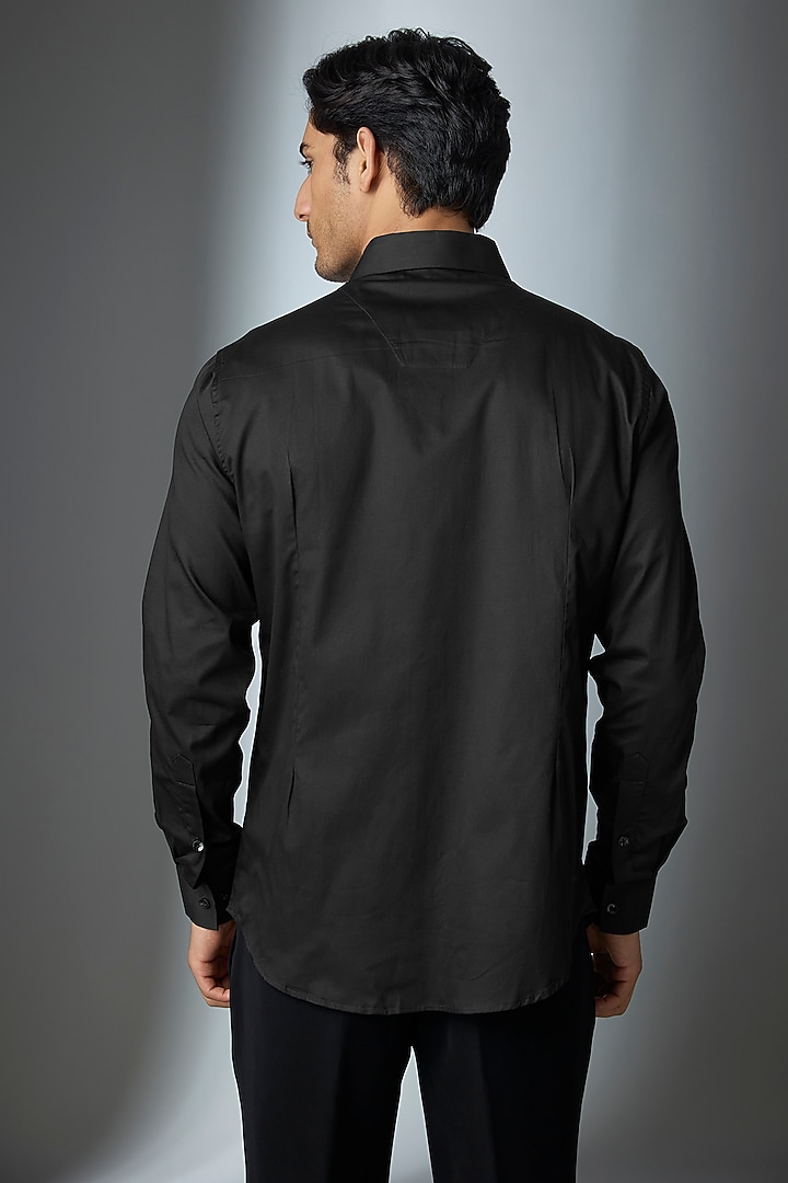 Black Cotton Party Wear Shirt by SEVENDC MEN at Pernia's Pop Up Shop