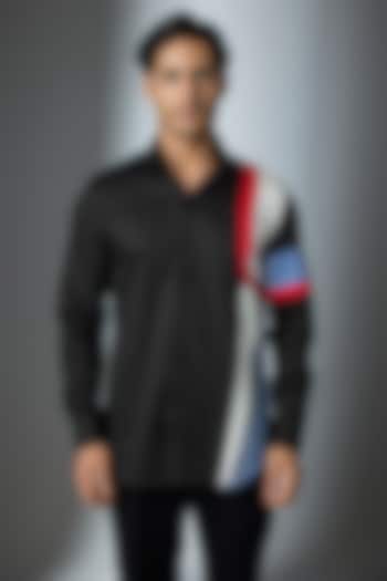 Black Cotton Party Wear Shirt by SEVENDC MEN at Pernia's Pop Up Shop