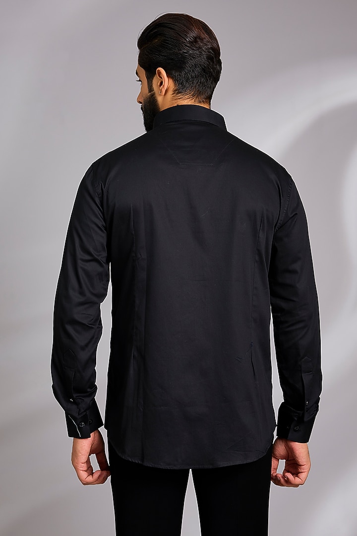 Black Cotton Party Wear Shirt by SEVENDC MEN at Pernia's Pop Up Shop