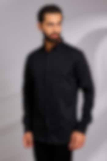 Black Cotton Party Wear Shirt by SEVENDC MEN at Pernia's Pop Up Shop